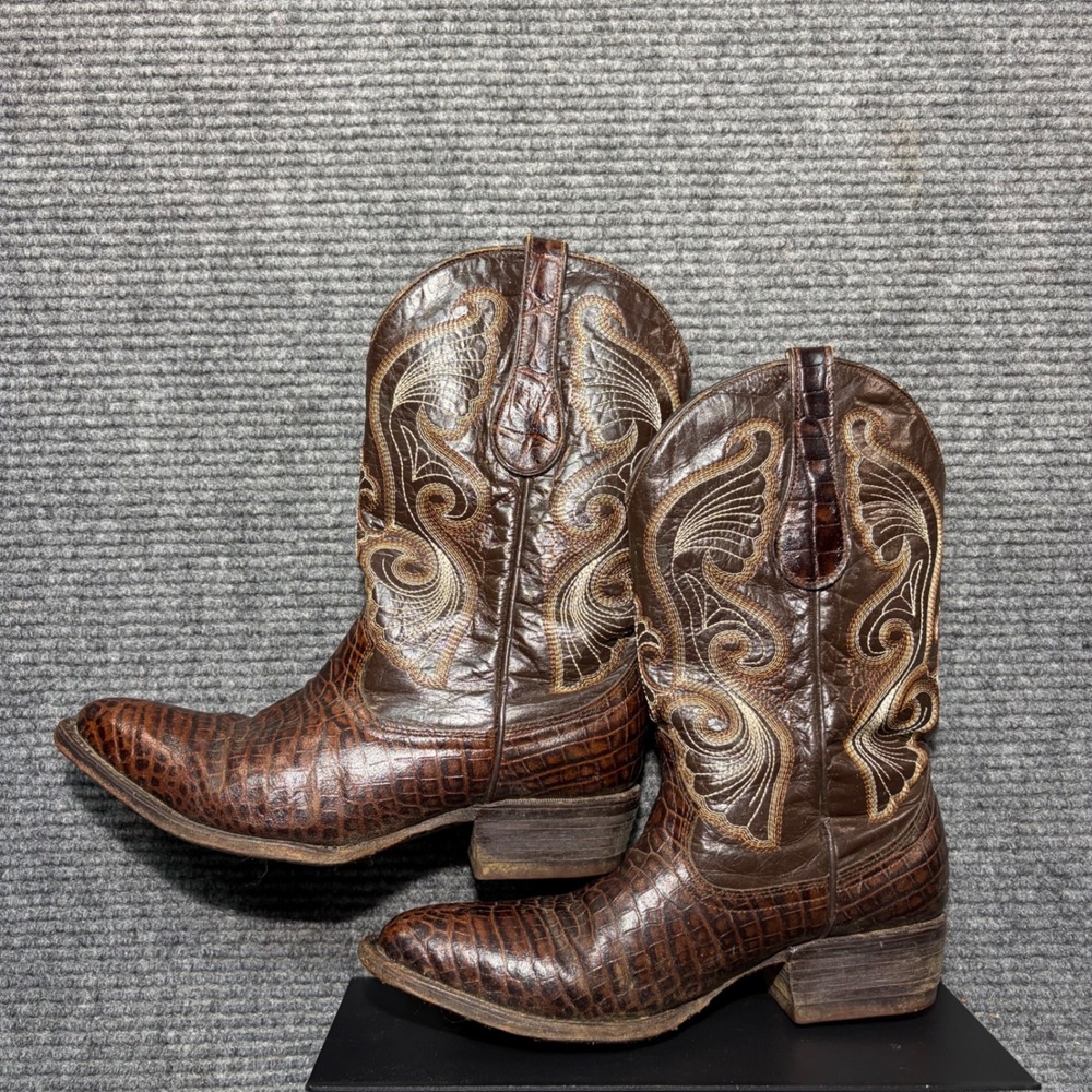 Buitre Mens Brown Caiman Embossed Leather Western Cowboy Boot Size 8 Made Mexico